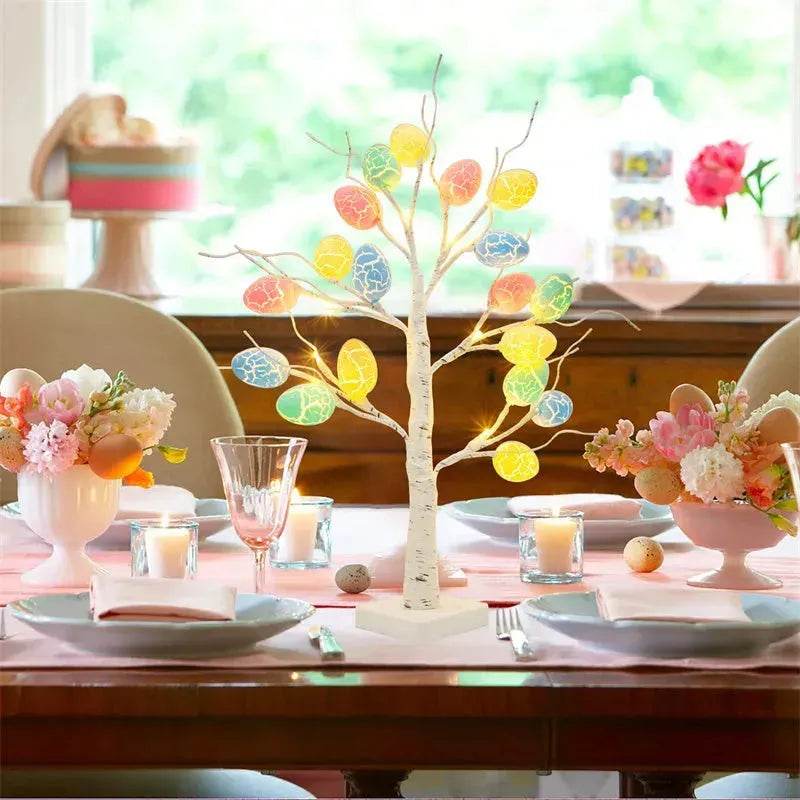 Easter Decoration 60cm Birch Tree Home Easter Egg LED Light Gift Spring Party Tabletop Ornaments Light Easter Party Kids Gifts - EX-STOCK Canada
