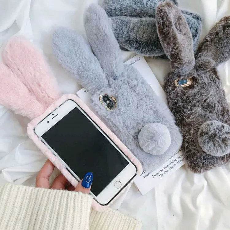 Cute Creative Rabbit Plush warm phone case women - EX-STOCK Canada