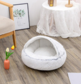 2 In 1 Dog And Cat Bed Pet Winter Bed Round Plush Warm Bed House Soft Long Plush Pets Bed Pet Products EX-STOCK Canada