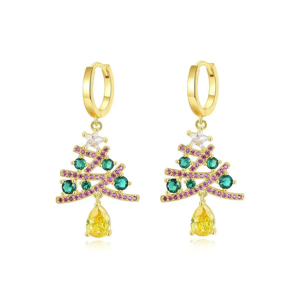 New Christmas Tree Earrings With Colorful Rhinestones Fashion Personality Shining Earrings Gift For Women Jewelry - EX-STOCK Canada