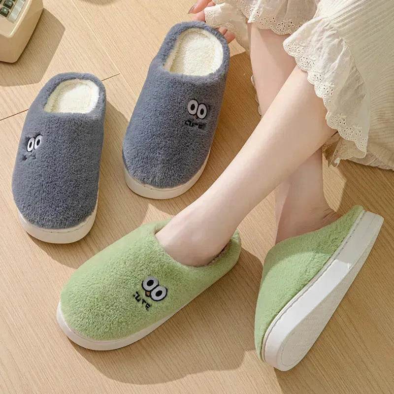 Cute Cartoon Big-eyes Slippers For Couples Winter Warm Non-slip Floor Bedroom Slipper Home Men And Women House Shoes - EX-STOCK Canada