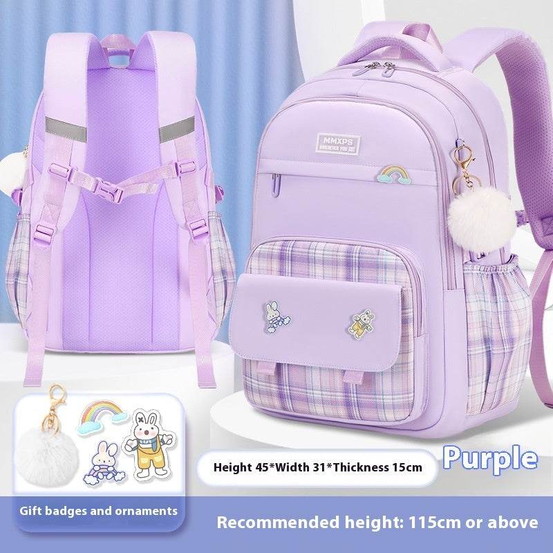 Primary School Student Schoolbag Girls' Plaid Backpack - EX-STOCK Canada