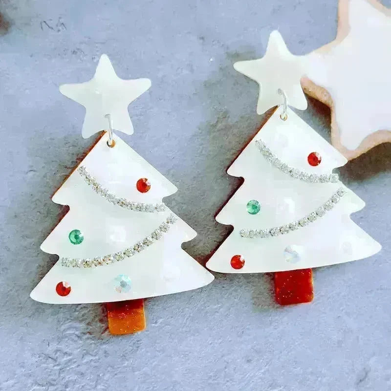 Sweet Christmas Tree Earrings With Rhinestones New Fashion Christmas Acrylic Earrings Women's Jewelry - EX-STOCK CANADA