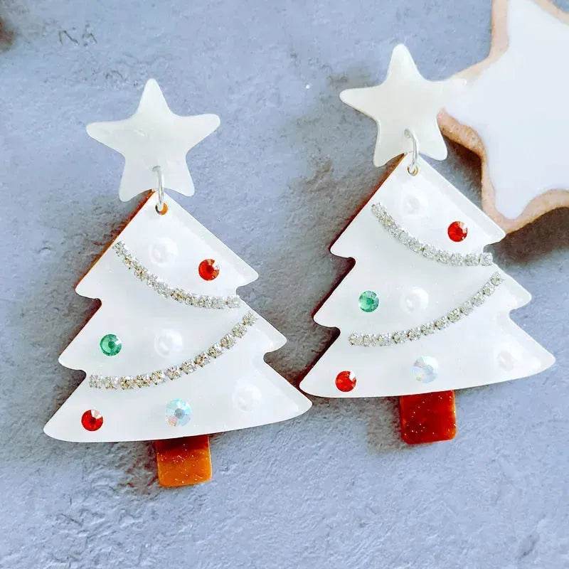 Sweet Christmas Tree Earrings With Rhinestones New Fashion Christmas Acrylic Earrings Women's Jewelry - EX-STOCK Canada