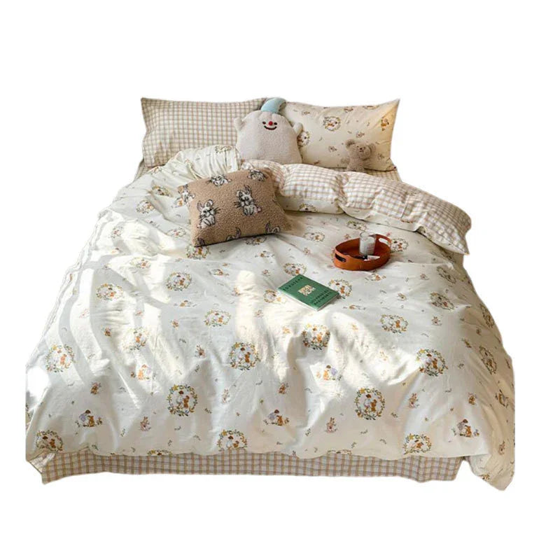 Four-piece Bed Set Pure Cotton Student Dormitory Duvet Cover Sheets EX-STOCK Canada