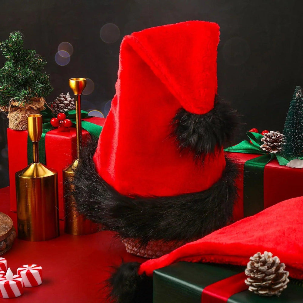 Chapeau de Noël rouge en peluche, accessoires de costume de festival, décorationEX-STOCK Canada