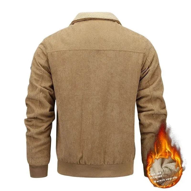 Winter Lapel Fleece Jacket With Pockets Warm Thicken Cotton Coat Men's Clothing - EX-STOCK Canada