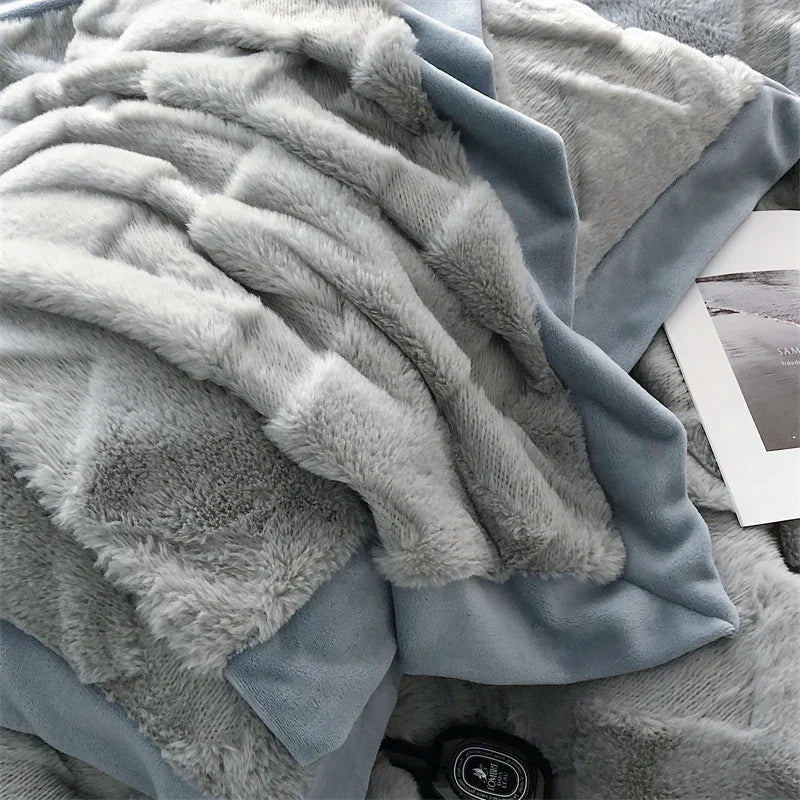 A Four Piece Set Of Rabbit Hair And Milk Velvet Duvet Cover On A Baby Plush Bed EX-STOCK Canada