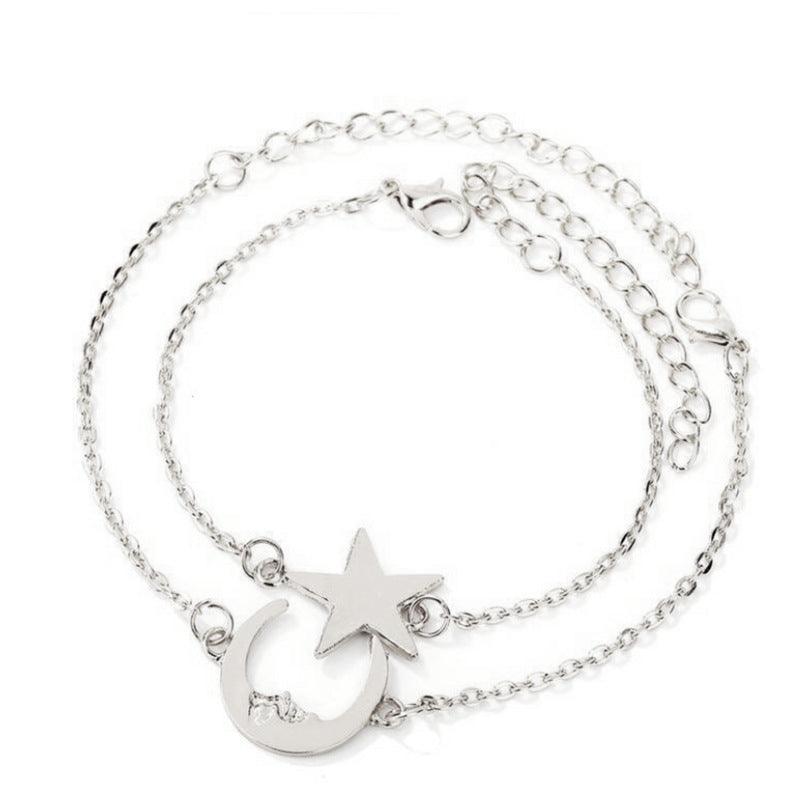 Alloy Couple Romantic Fine Chain Star Moon Bracelet - EX-STOCK Canada
