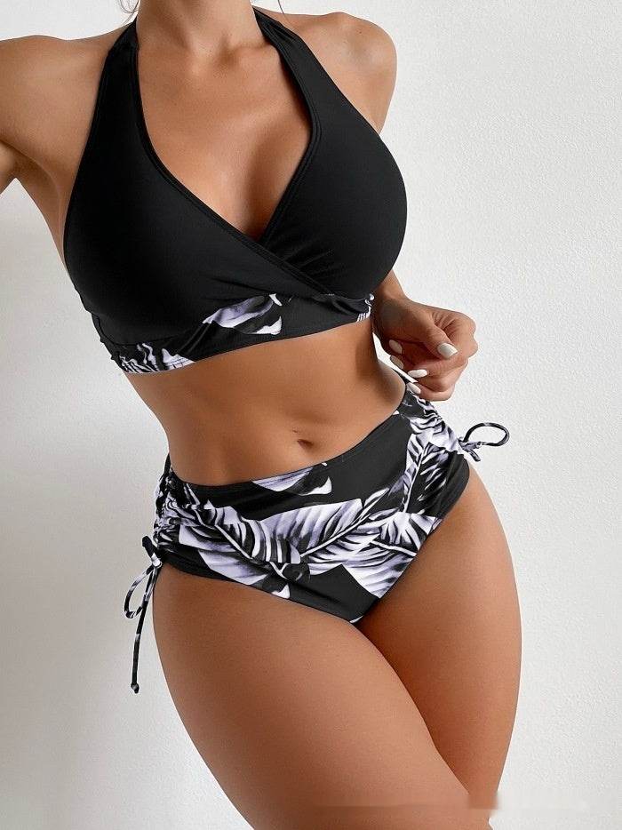 European And American High Waist Halter Bikini Women's Swimsuit - EX-STOCK Canada