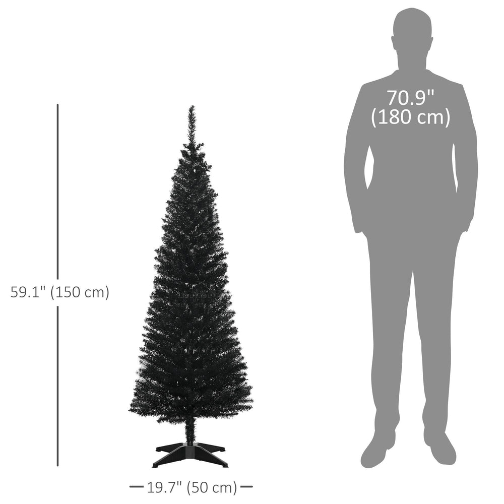 5FT Artificial Christmas Tree, Pencil Christmas Tree With Realistic Branches, Stable Stand, Black EX-STOCK Canada