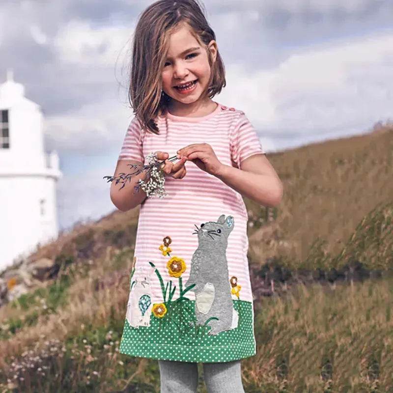 Casual Girls' Skirt gown Cartoon Printed Cotton Dress for kids - EX-STOCK Canada