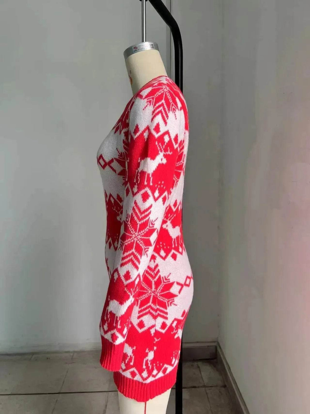 Mini Jumper dress Winter Christmas Sweater Dress Deer Jacquard dress - EX-STOCK Canada