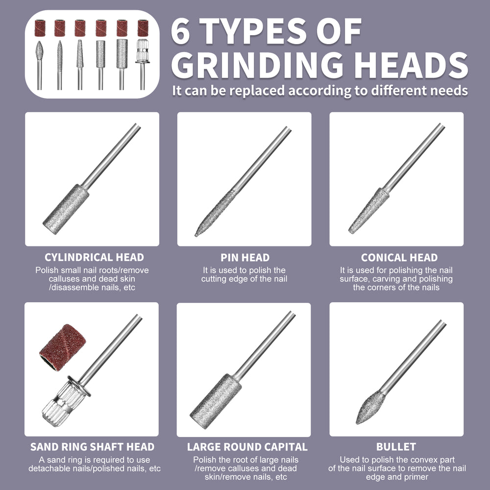 Perceuse à ongles électrique avec embout de forage et bande de ponçage - Polissoir à ongles professionnel sans fil pour soins des ongles et des pieds, kit de machine à ongles portable pour ongles en gel acrylique, fournitures pour techniques d'ongles pour débutantsEX-STOCK Canada