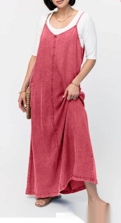 New Suspender Leisure Denim mum loose long Dress - EX-STOCK Canada