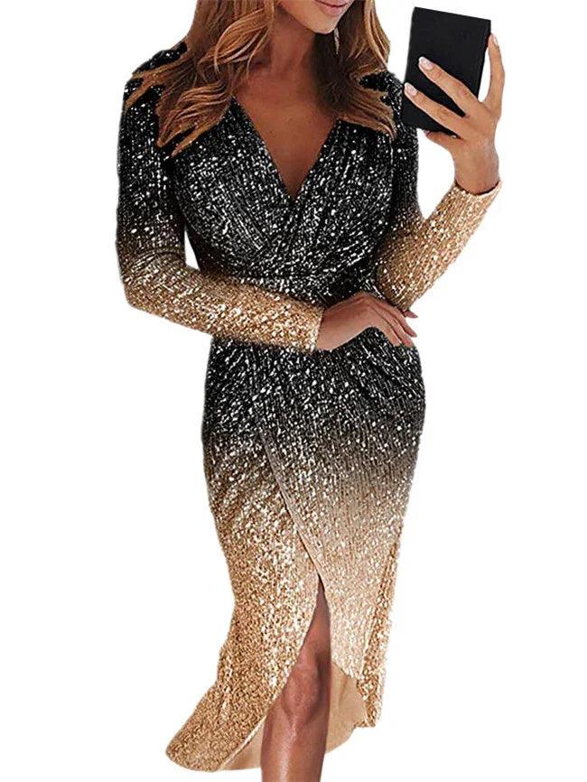 Dinner Party Dress Ladies Shining Evening Party Skirt Gown EX-STOCK Canada