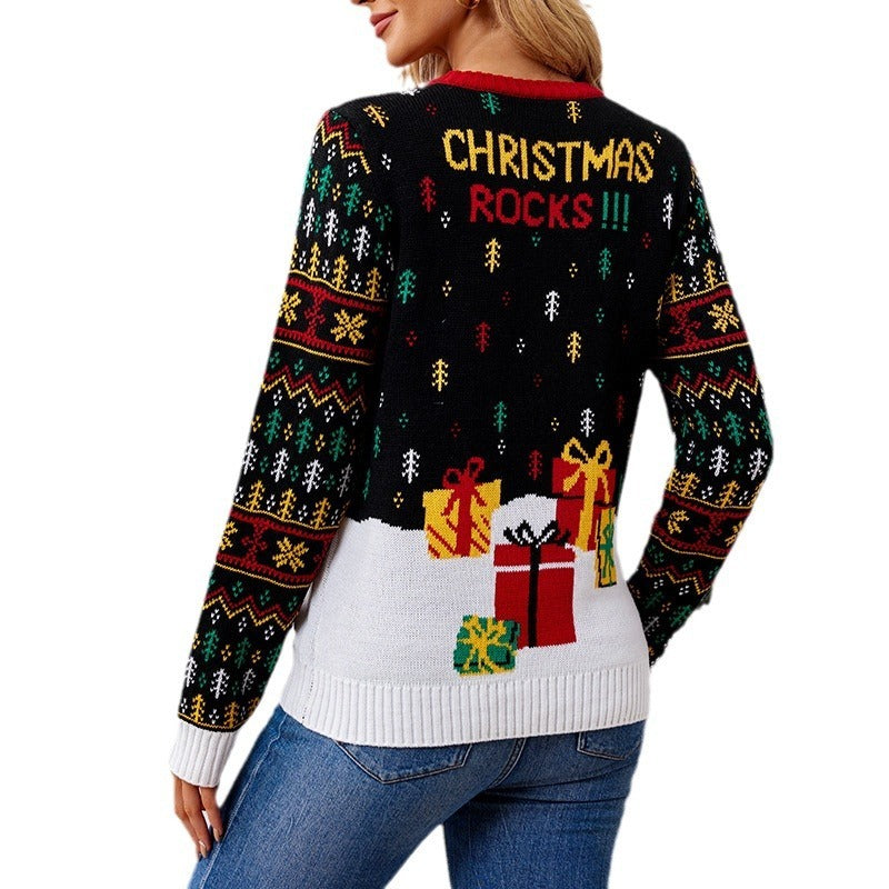 Elk Jacquard Santa Claus Knitted Sweater EX-STOCK Canada
