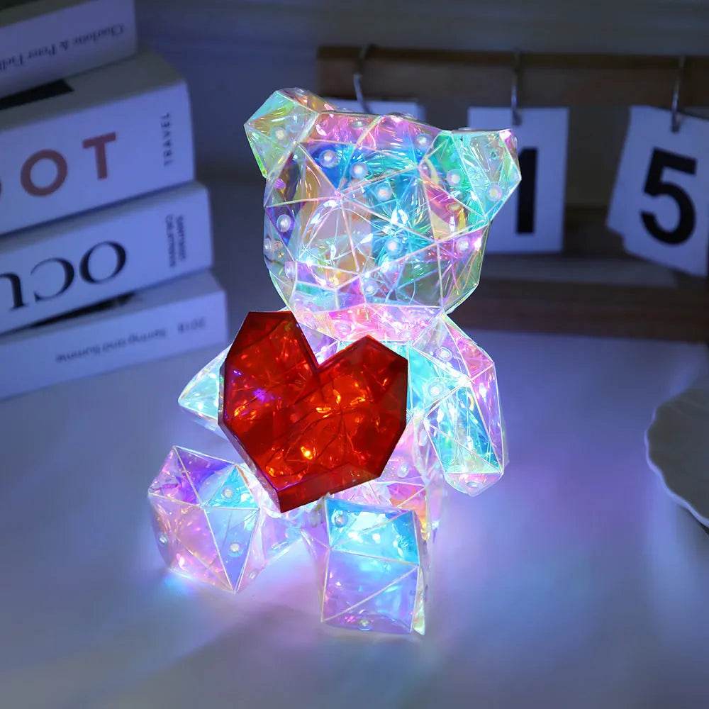 Laser Cross-border Colorful Bear Birthday Christmas Gift Diy Decoration Valentine's Day Gift Bear Night Light - EX-STOCK Canada