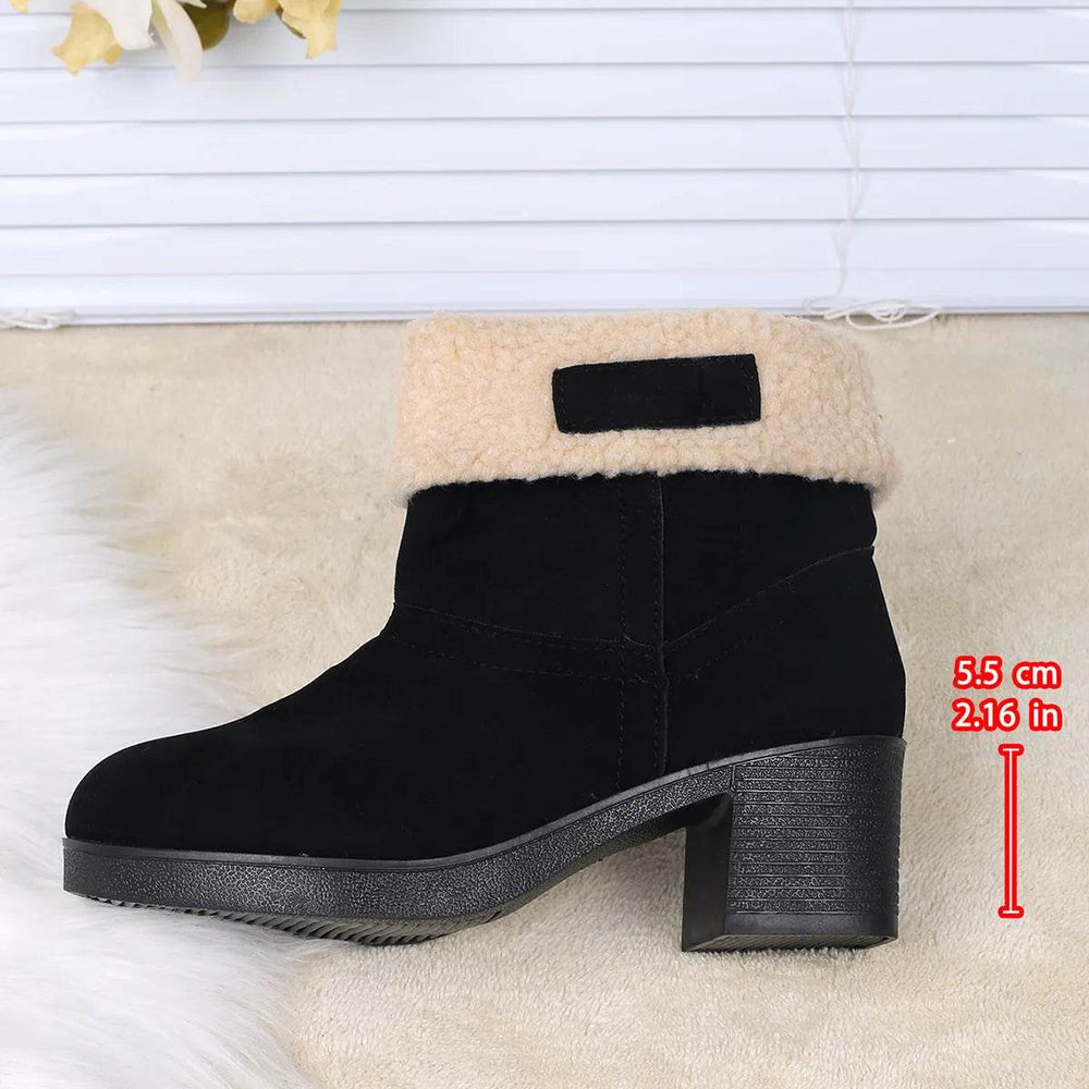 New Foldable Leopard Print Mid-calf Boots Winter Warm Fleece Thick Square Heels Boot For Women Fashion Round-toed Cotton Shoes - EX-STOCK Canada
