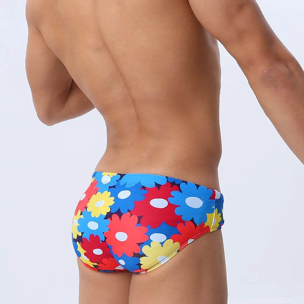 Flower Colorful Printing Swim Briefs - EX-STOCK Canada