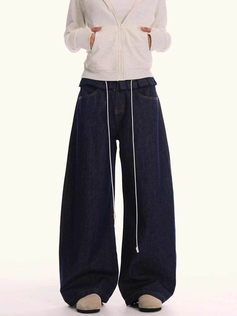 Loose Waist Stitching Small Skirt Baggy Jeans Pant For Men And Women - EX-STOCK Canada