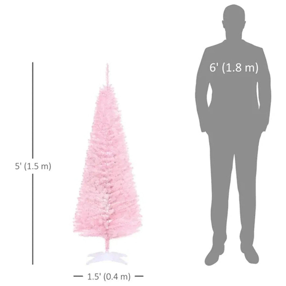5FT Artificial Christmas Tree, Pencil Christmas Tree With Realistic Branches, Stable Stand EX-STOCK Canada