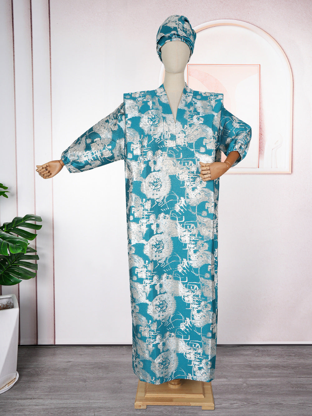 Robe longue ample en tissu figuré musulman pour femmes - Vêtements grande taille EX-STOCK Canada