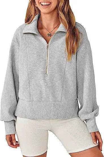 Women's Half Zipper Pullover Long Sleeve Sweatshirt - EX-STOCK Canada