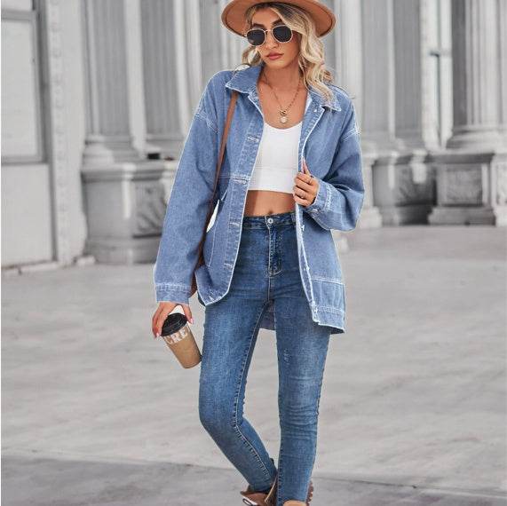 New Versatile Slimming Retro Classic Loose Denim Jacket Top Wish Women EX-STOCK Canada