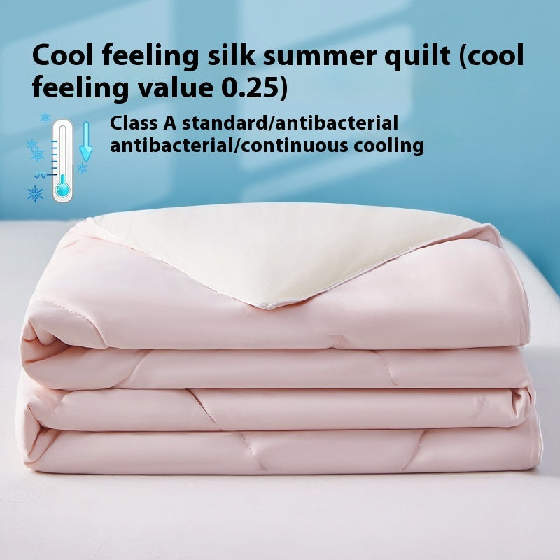 Pure Color Cool Silk Summer Blanket Airable Cover Single Double Summer Ice Cream Ice Silk Summer Quilt Machine Washable Thin Duvet EX-STOCK Canada