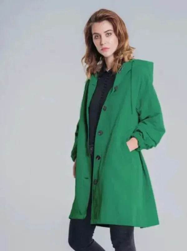 Women Casual Style Hoodie Windbreaker Mid-Length Long-Sleeved waist Jacket - EX-STOCK Canada