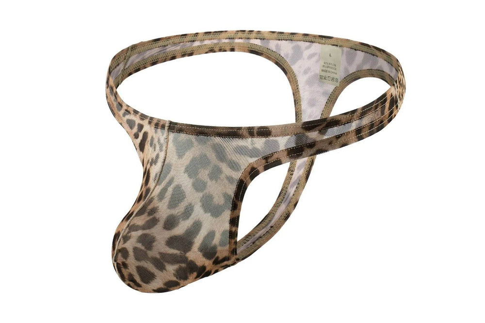 Men's Underwear Leopard Mesh T-back Low Waist thong Briefs - EX-STOCK Canada