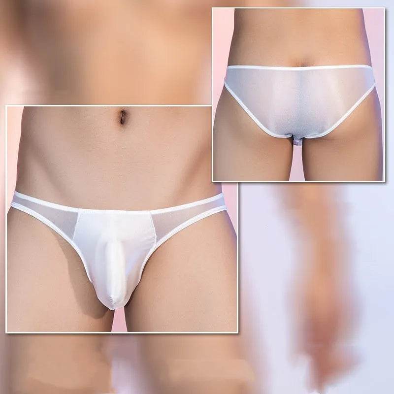See-through Thin Transparent Silky Men's Low Waist Briefs - EX-STOCK Canada
