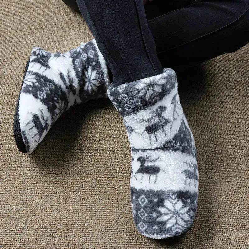 Christmas Elk Floor Shoes Indoor Socks Shoes Warm Plush House Slippers - EX-STOCK Canada