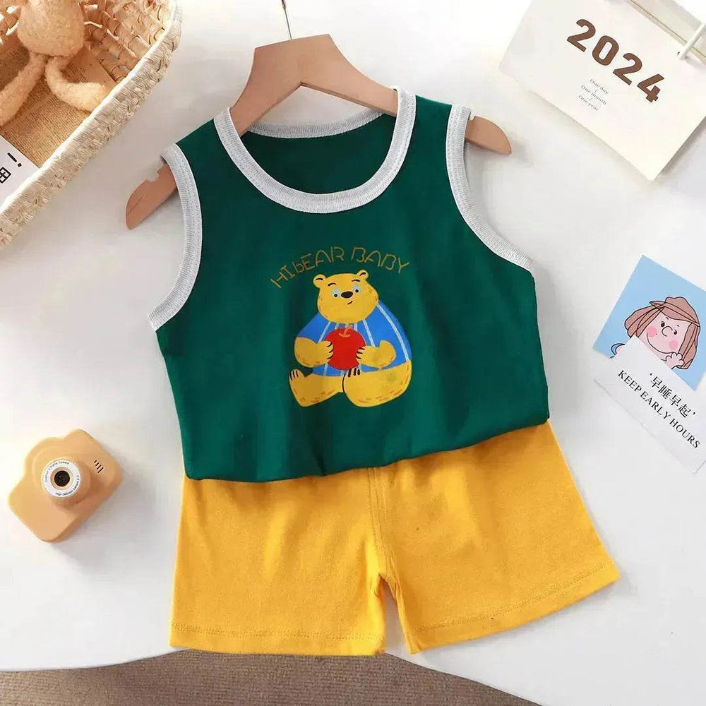 New Vest Suit Cotton Sleeveless Boy Summer Clothing Vest Two-piece Set for boys - EX-STOCK Canada