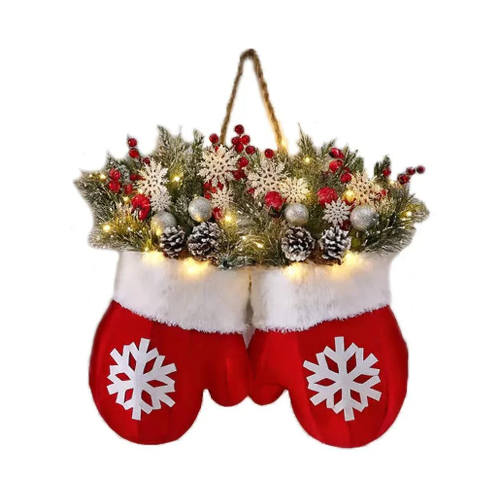Christmas Garland Creative Glove Shaped Simulated Flower Wreath Window Door Gate Decoration Door Sign Xmas Party Decoration EX-STOCK Canada