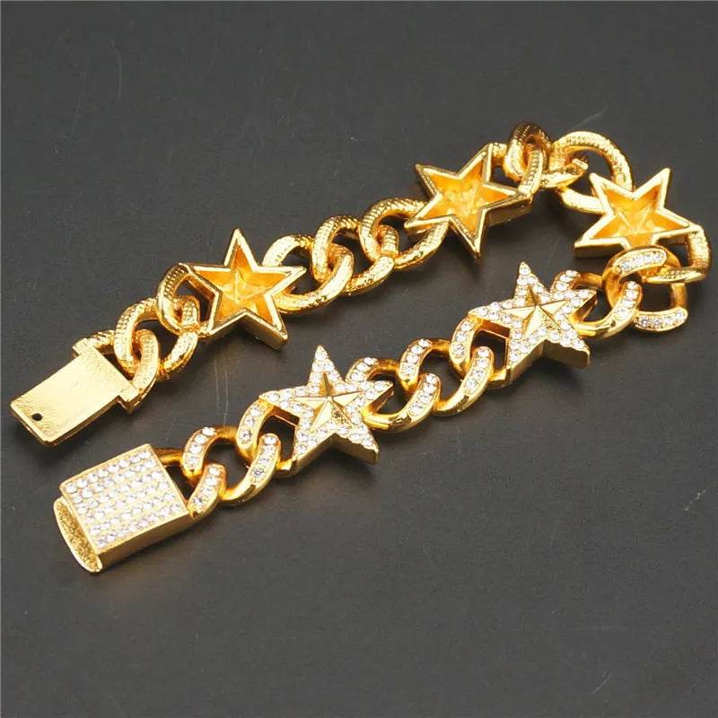 Hipster Five-pointed Star Cuban Link Chain Bracelet - EX-STOCK Canada