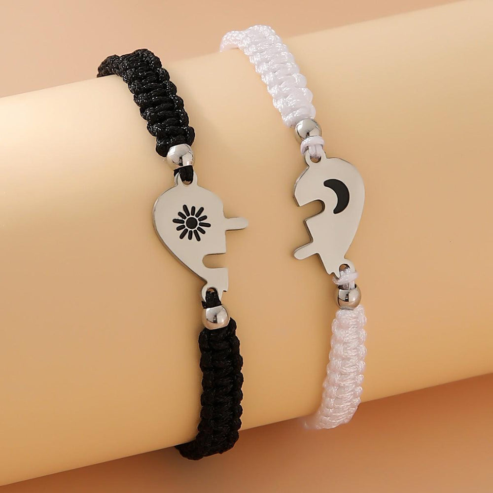 Hand-woven Adjustable Puzzle Love Sun Moon Couple Bracelets - EX-STOCK Canada