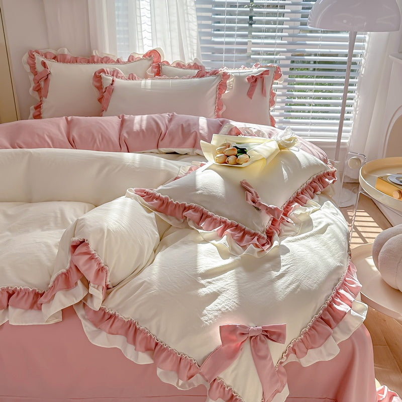 Solid Color Lace Bedsheet And Duvet Cover EX-STOCK Canada