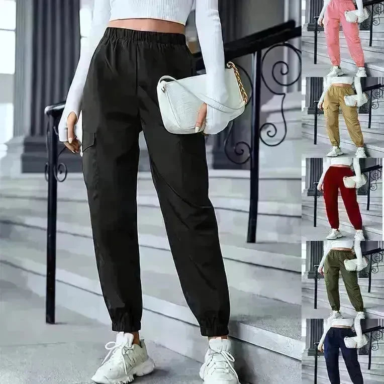 New Cargo Pants Fashion Casual Multi-pocket Elastic Waist Pencil Pants For Women - EX-STOCK CANADA
