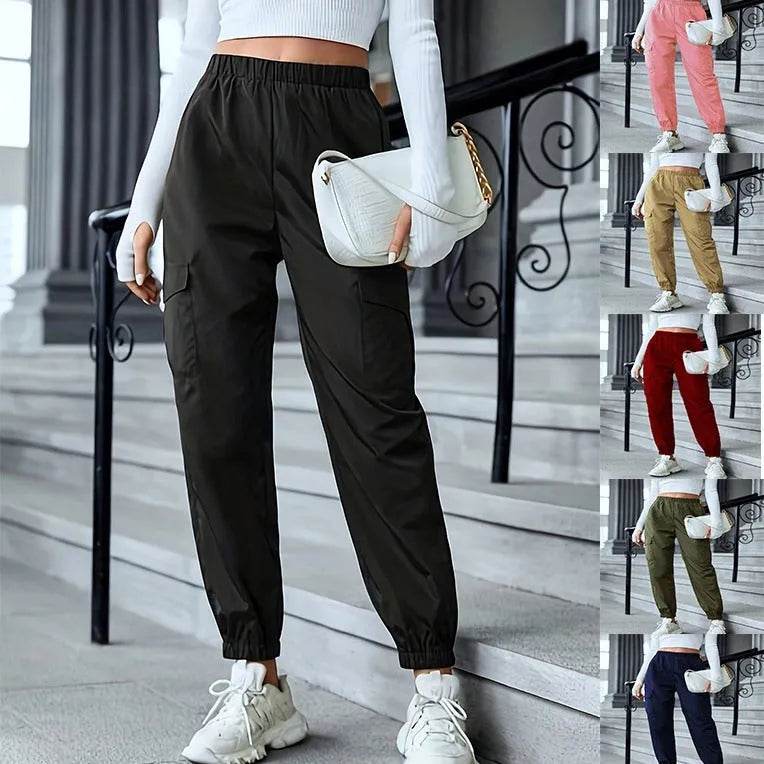 New Cargo Pants Fashion Casual Multi-pocket Elastic Waist Pencil Pants For Women - EX-STOCK Canada