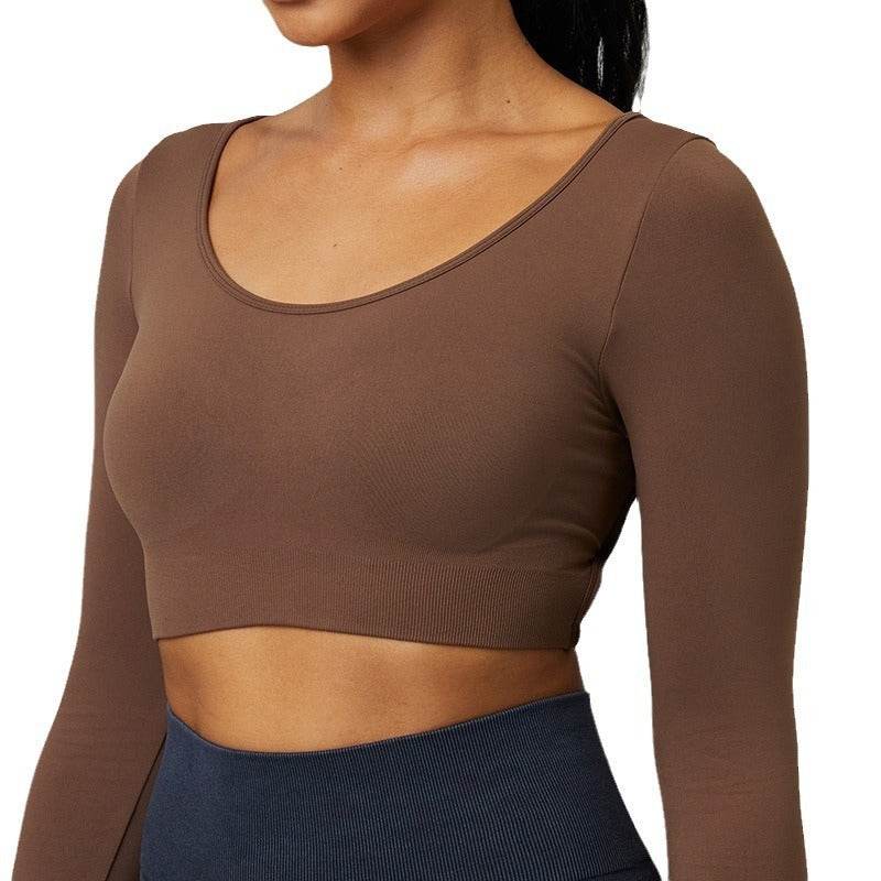 Long Sleeve Hollow Back Crop Workout Top for Women Sport Gym Top - EX-STOCK Canada