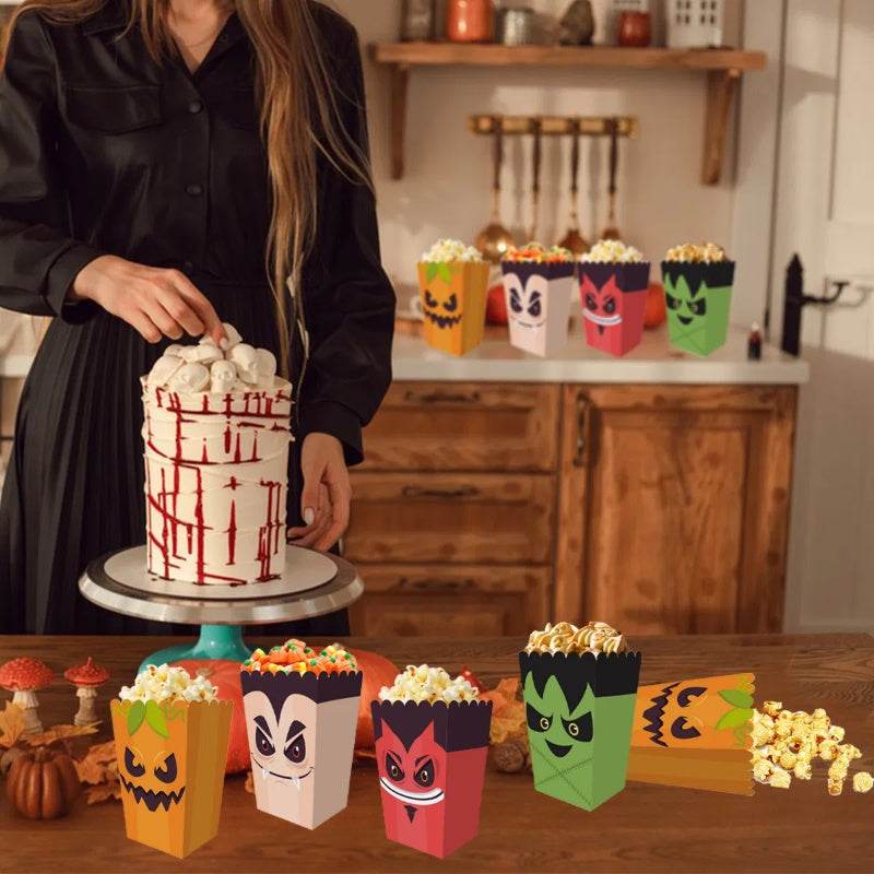 12 Pieces Halloween Popcorn Box Halloween Party Favor Snack Treat Boxes Candy Cookie Container Decorations Gifts For Popcorn Sales Halloween Party Favor Supplies - EX-STOCK Canada