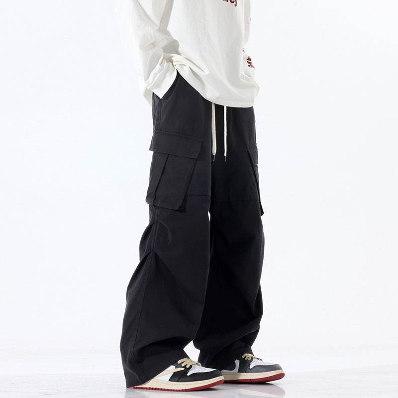 Overalls Men's Retro Trendy Pleated Straight-leg Baggy Cargo Pant Trousers Casual - EX-STOCK Canada