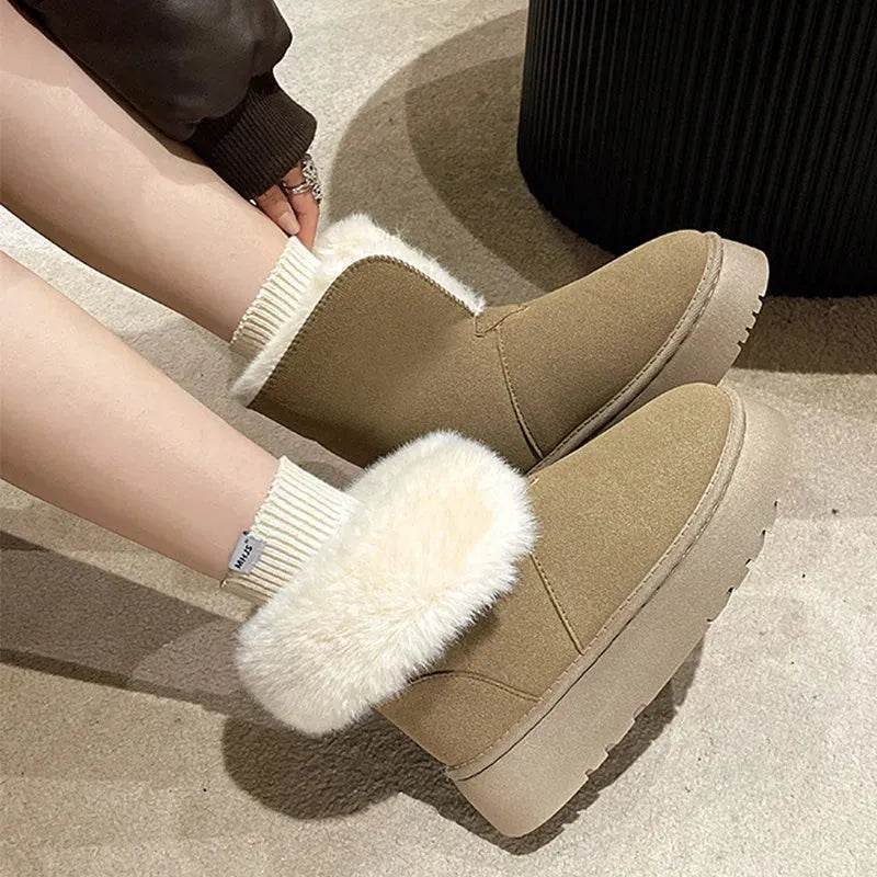Winter Warm Snow Boots New Fashion Foldable Fleece Cotton Shoes For Women Plus Velvet And Thickened Plush Ankle Boots - EX-STOCK Canada