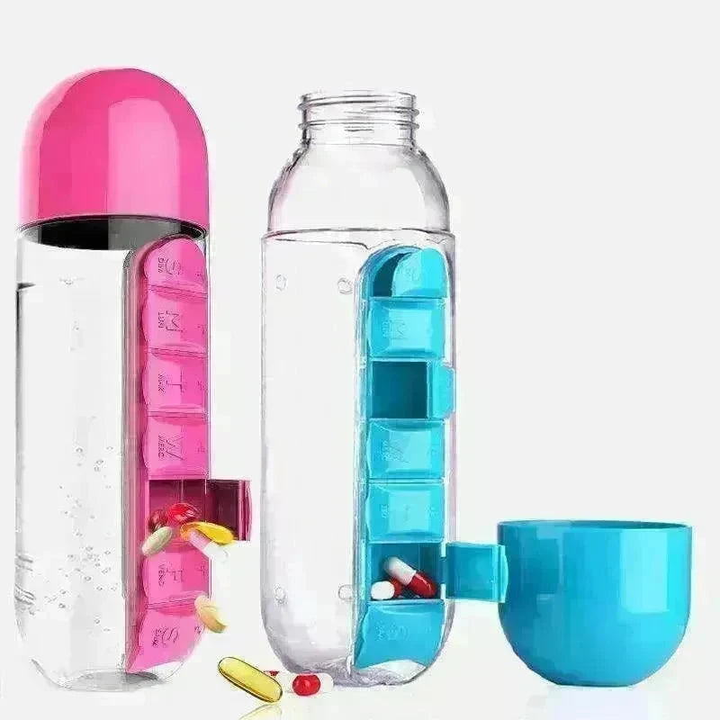 7-Day Pillbox Water Bottle Travel Organizer - EX-STOCK CANADA
