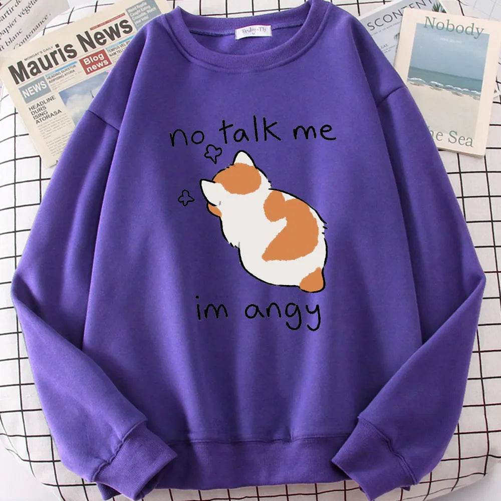 Women Chic Casual No Flattering Cat Print Crew Neck Sweatshirt - EX-STOCK Canada