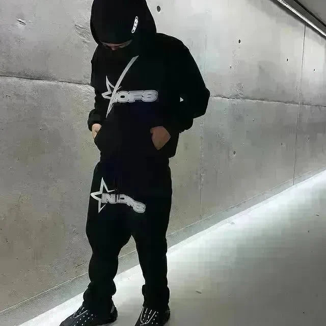 2 pcs Gothic Punk Rock Streetwear Hoodie Outfit set Unisex - EX-STOCK CANADA