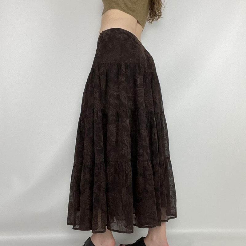 Retro Paisley Printed Skirt Women's Low Waist Midi skirt - EX-STOCK Canada