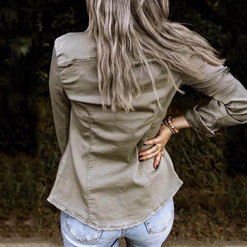 European and American mid-length fitted denim jacket top for women - EX-STOCK Canada